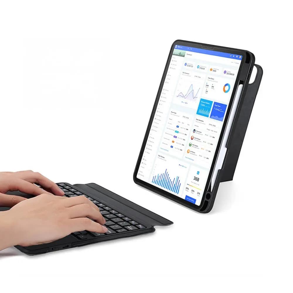 Housse de Protection avec Clavier Rétroéclairé Dux Ducis pour Apple iPad Pro  11" (1e génération & 2e génération), iPad Air 4, iPad Pro 11" (3e génération), iPad Air 5, iPad Pro 11" M2 (4e génération) & iPad Air 11 M2 Noir - Vue 3