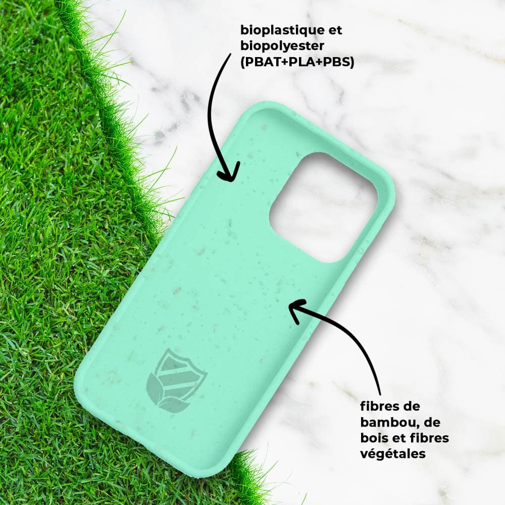 Coque Bambou Biodégradable PROTECT pour Apple iPhone 13 Pro Max Vert Menthe - Vue 4