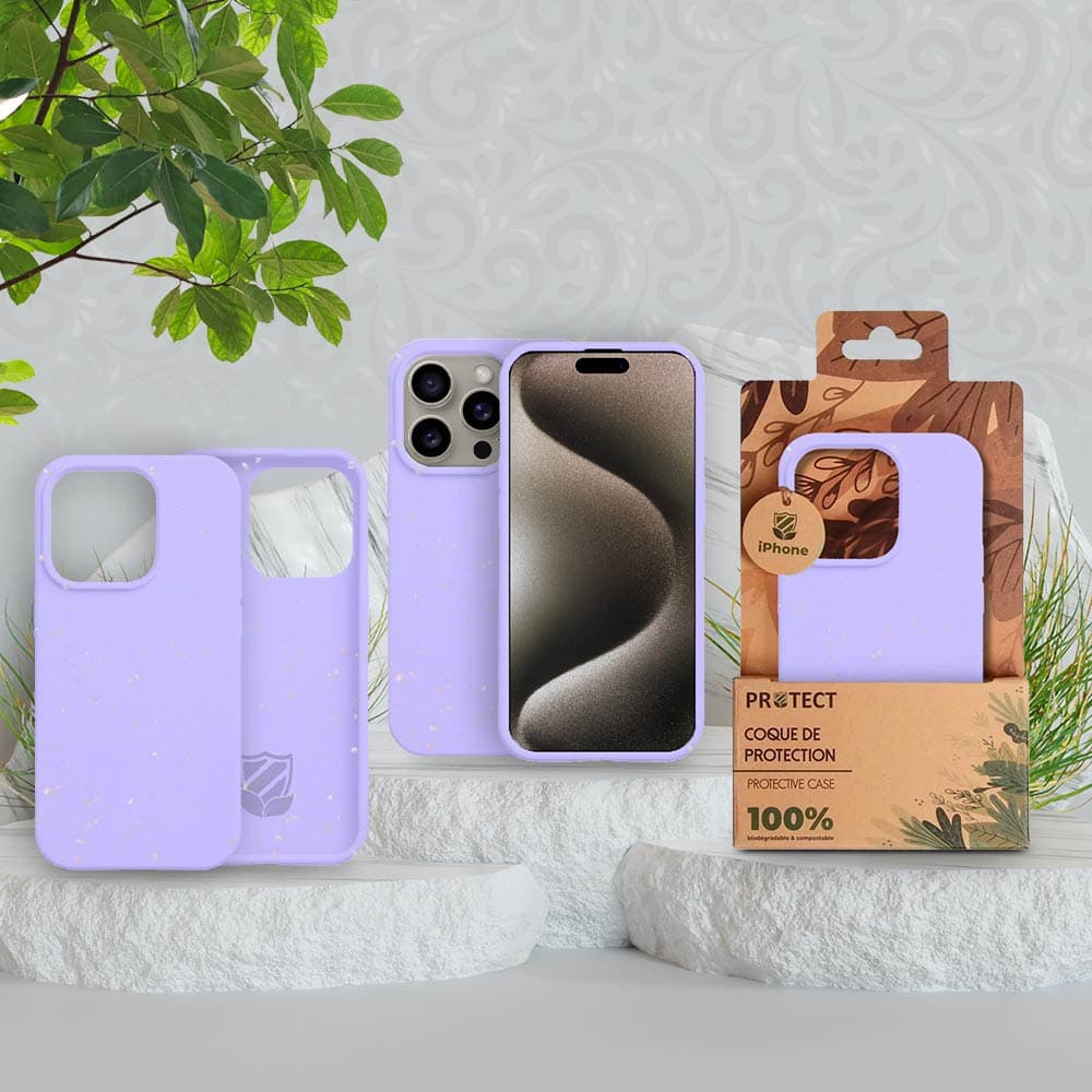 Coque Bambou Biodégradable PROTECT pour Apple iPhone 15 Pro Violet - Vue 3