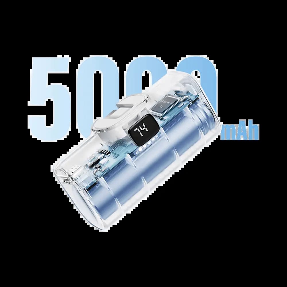 Batterie externe Lightning 5000mAh avec écran digital et support intégré – Wiwu Wi-P017-L Blanc - Vue 2