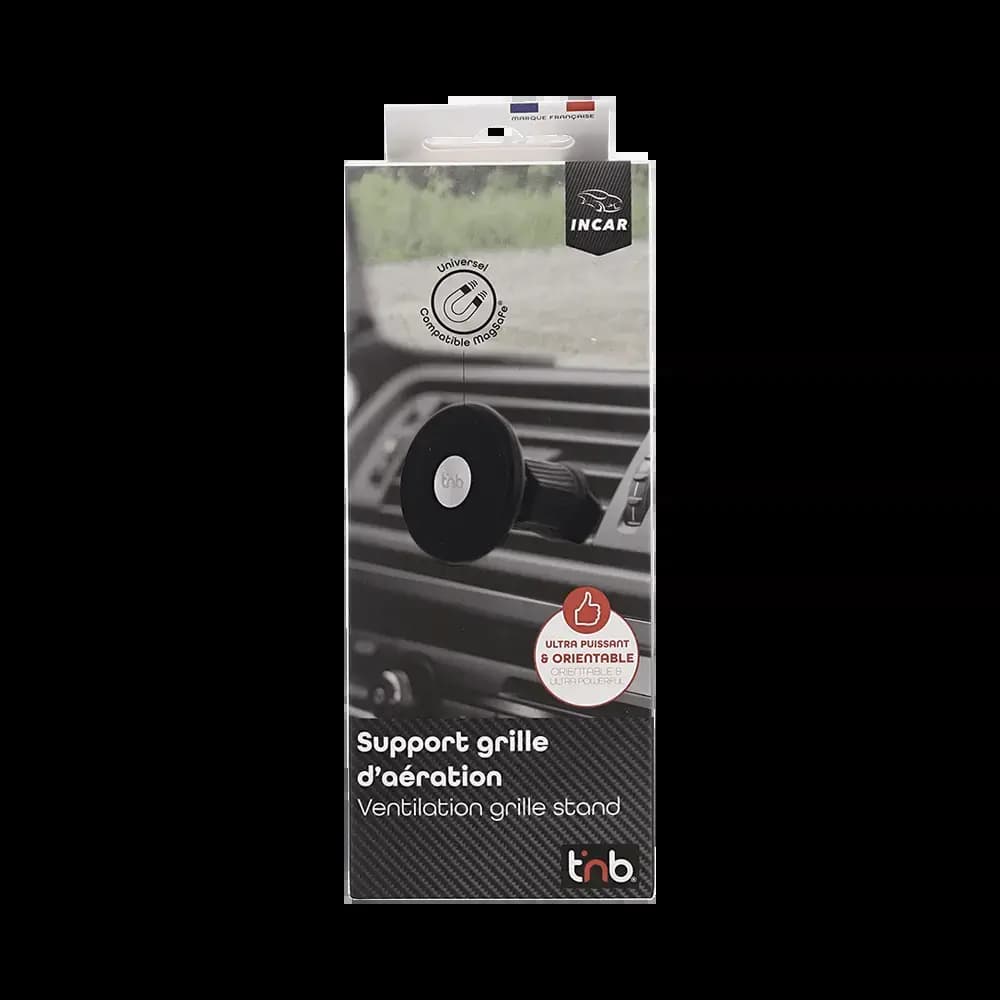 Support Smartphone Magnétique pour Voiture T'nb (Grille d'Aération) Noir