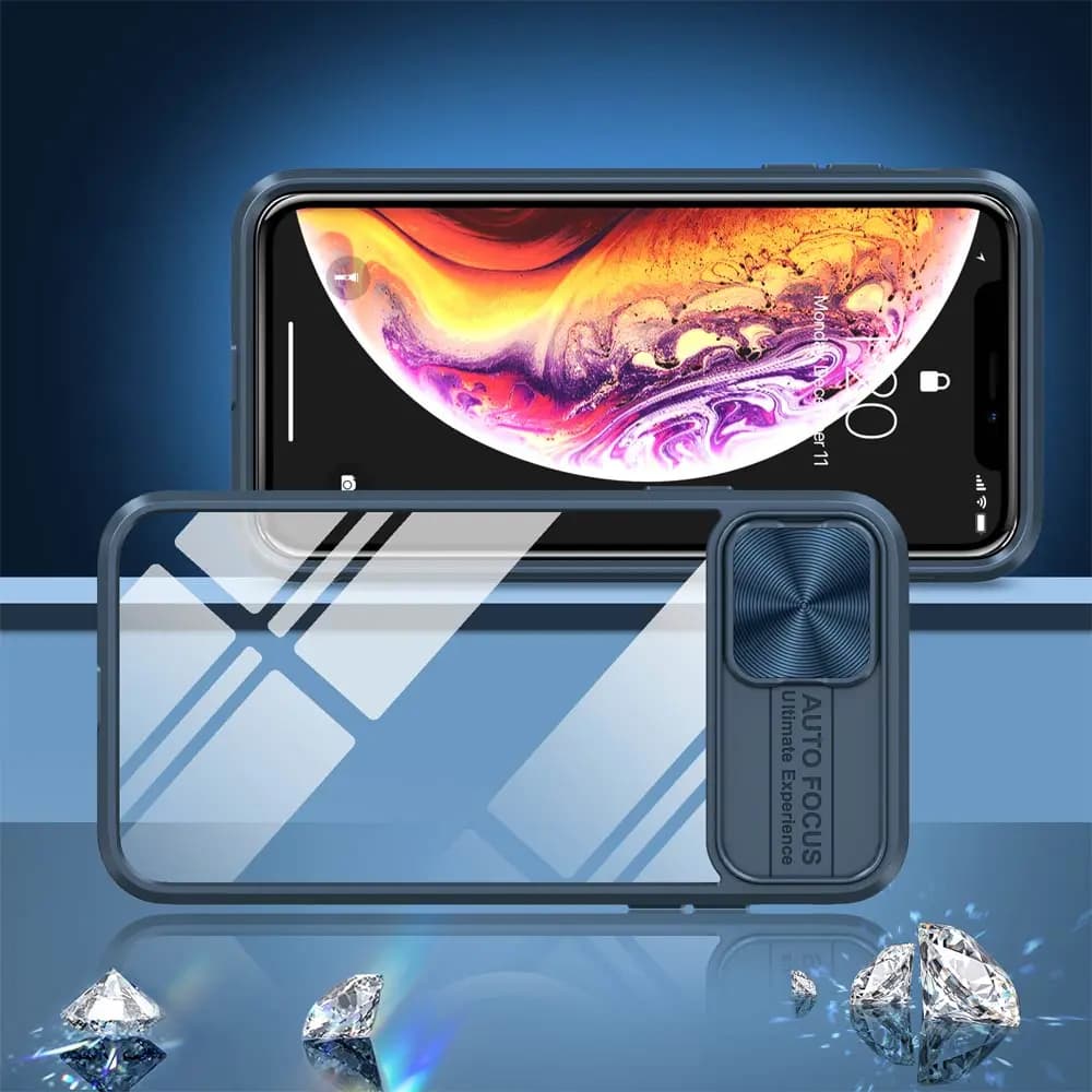 Coque iPhone XS Max avec cache caméra - PROTECT IE027 Bleu Marine - Vue 2