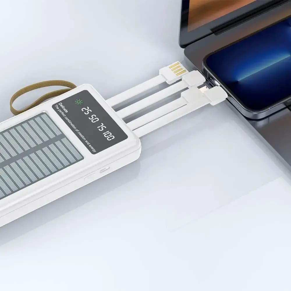 Batterie externe solaire 20000mAh avec écran digital et lampe torche - CONNECT Blanc