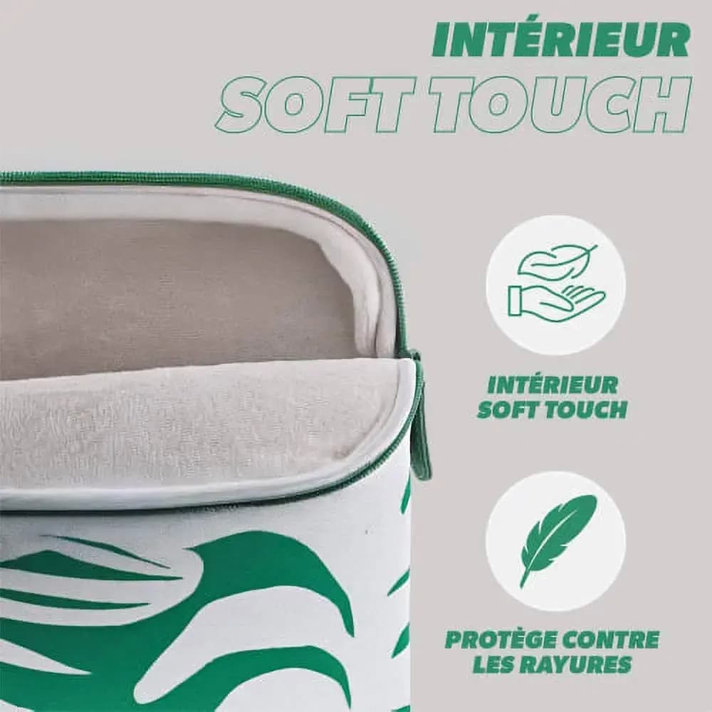 Housse PC portable 14" à mémoire de forme et motif végétal - T'nb EXCLUSIV GARDEN Vert