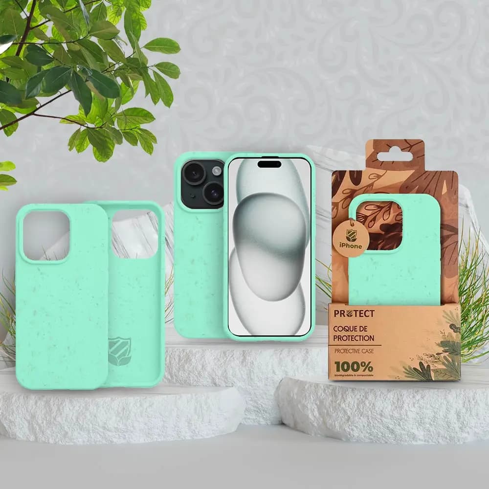 Coque bio iPhone 15 Plus - PROTECT Vert Menthe