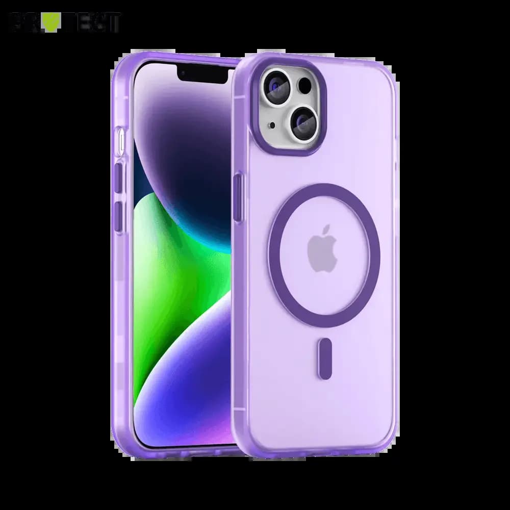 Coque MagSafe bi-matière iPhone 14 - PROTECT MF-006 Violet Foncé
