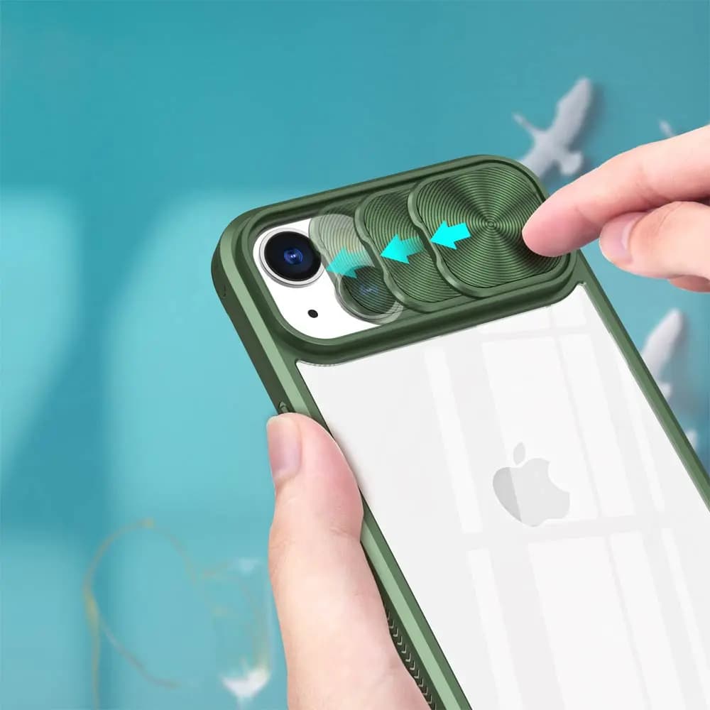 Coque iPhone 15 Plus avec cache caméra - PROTECT IE027 Vert Foncé - Vue 3