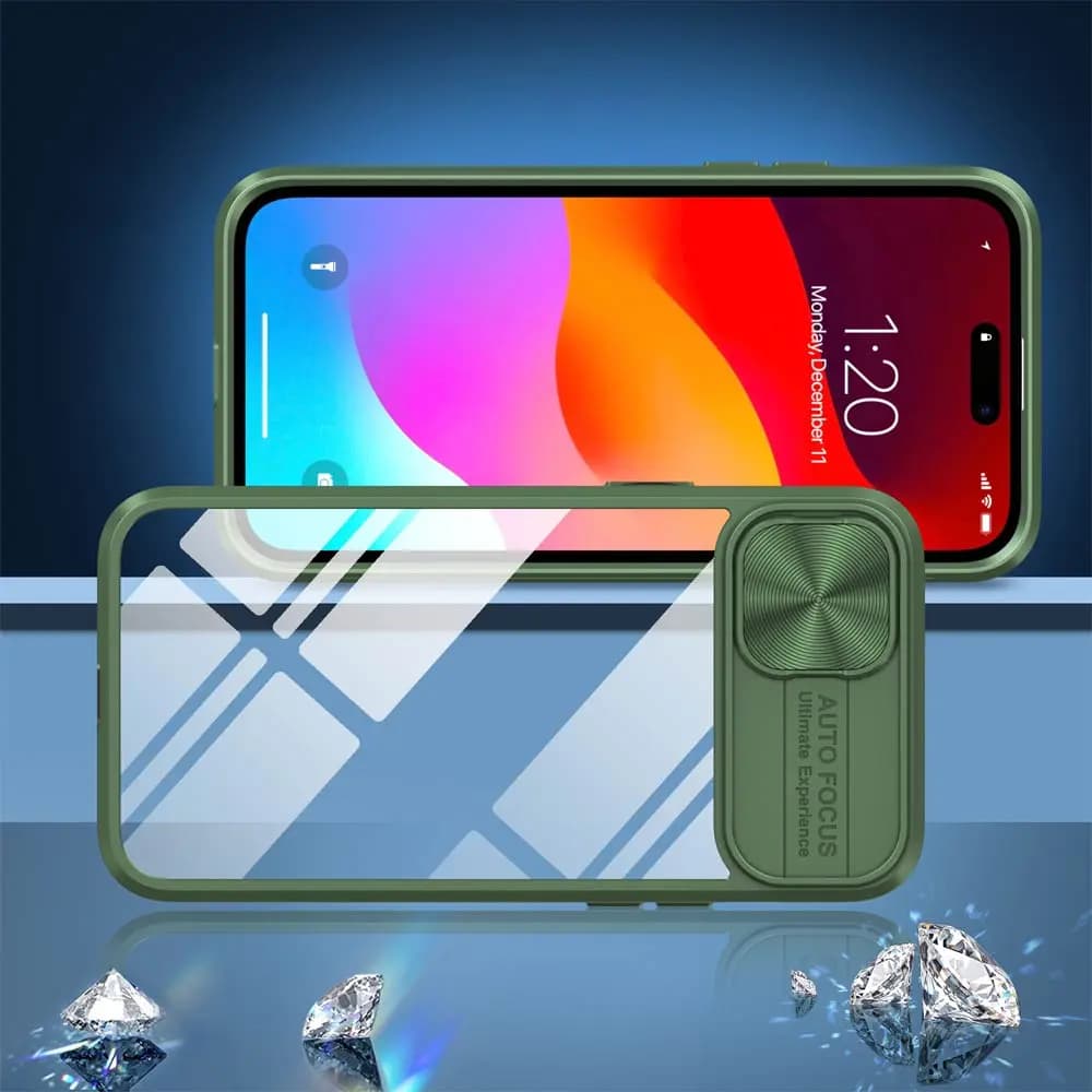 Coque iPhone 15 avec cache caméra - PROTECT IE027 Vert Foncé - Vue 2