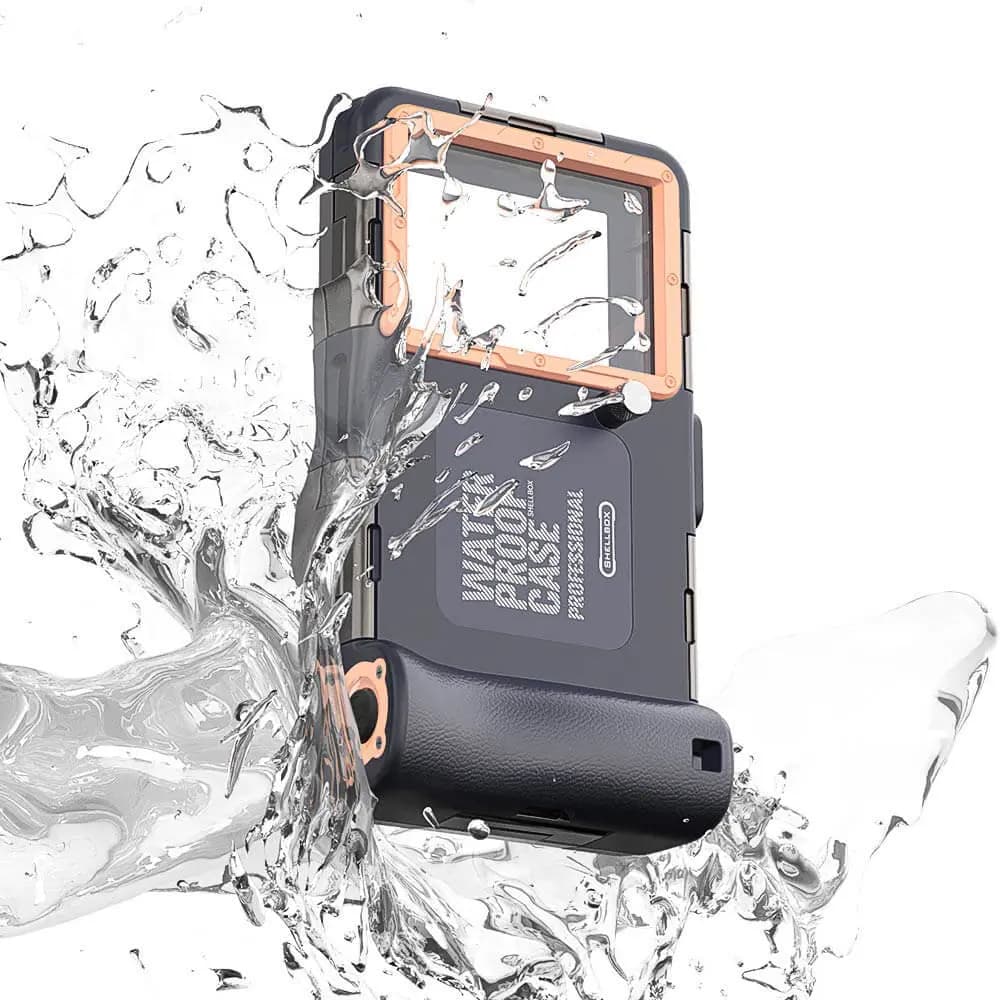 Coque étanche universelle pour smartphone avec bouton photo - Bleu