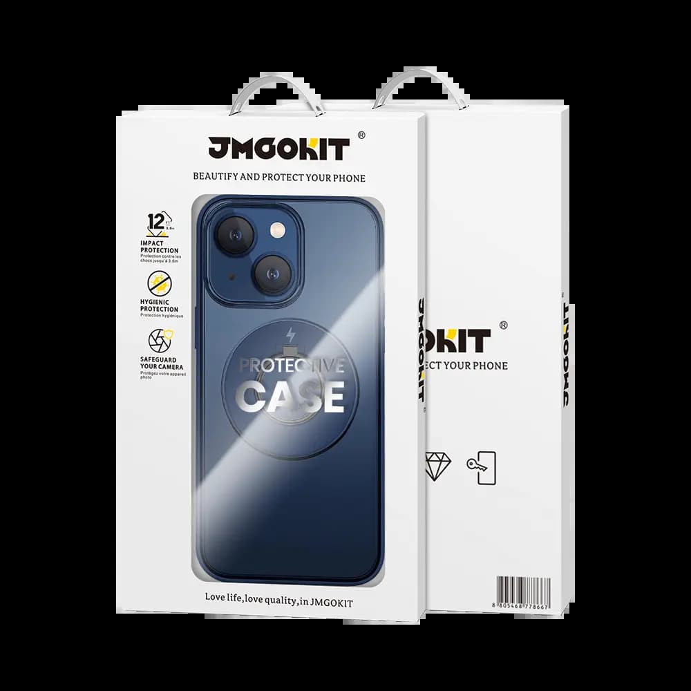 Coque MagSafe iPhone 14 Plus avec support anneau - JMGOKIT King Bleu Marine - Vue 3