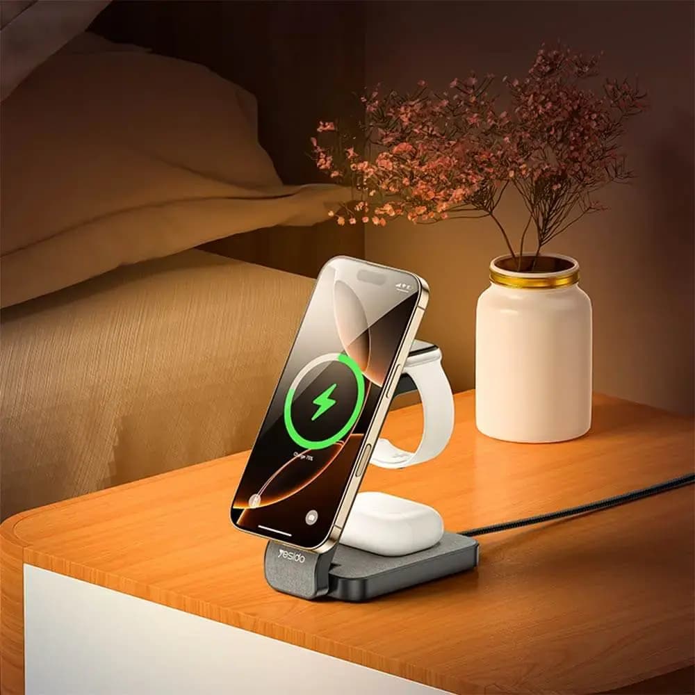 Station de Charge sans Fil Yesido 4 en 1 Noir
