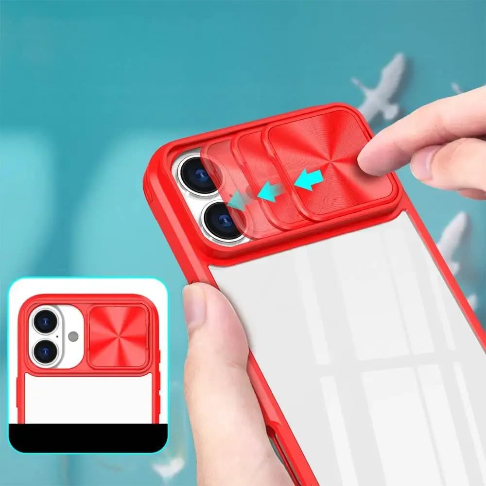 Coque avec cache caméra iPhone 16 Plus - PROTECT IE027 Rouge  - Vue 3