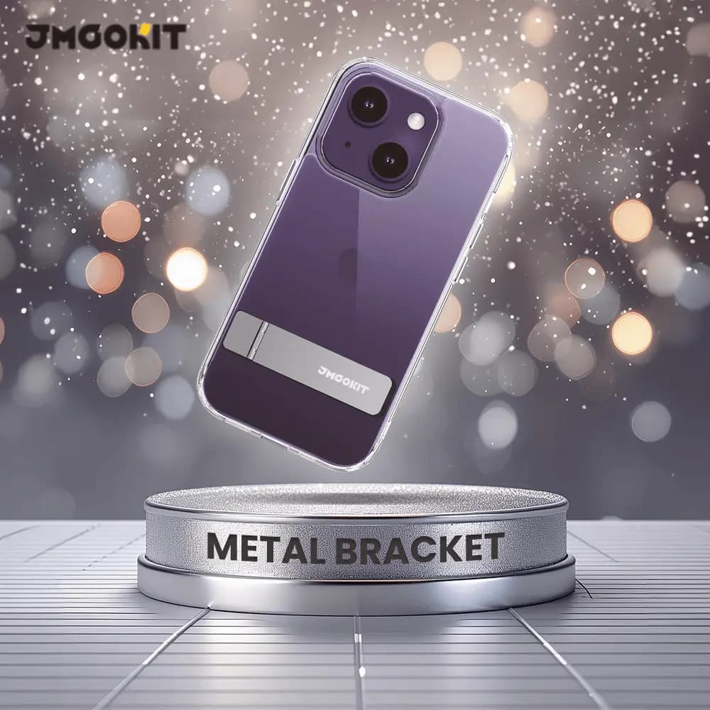 Coque de protection iPhone 14 Plus béquille intégrée - JMGOKIT Metal Bracket Transparent - Vue 2