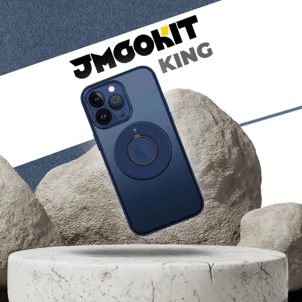 Coque MagSafe iPhone 12 Pro avec support anneau - JMGOKIT King Bleu Marine - Vue 2