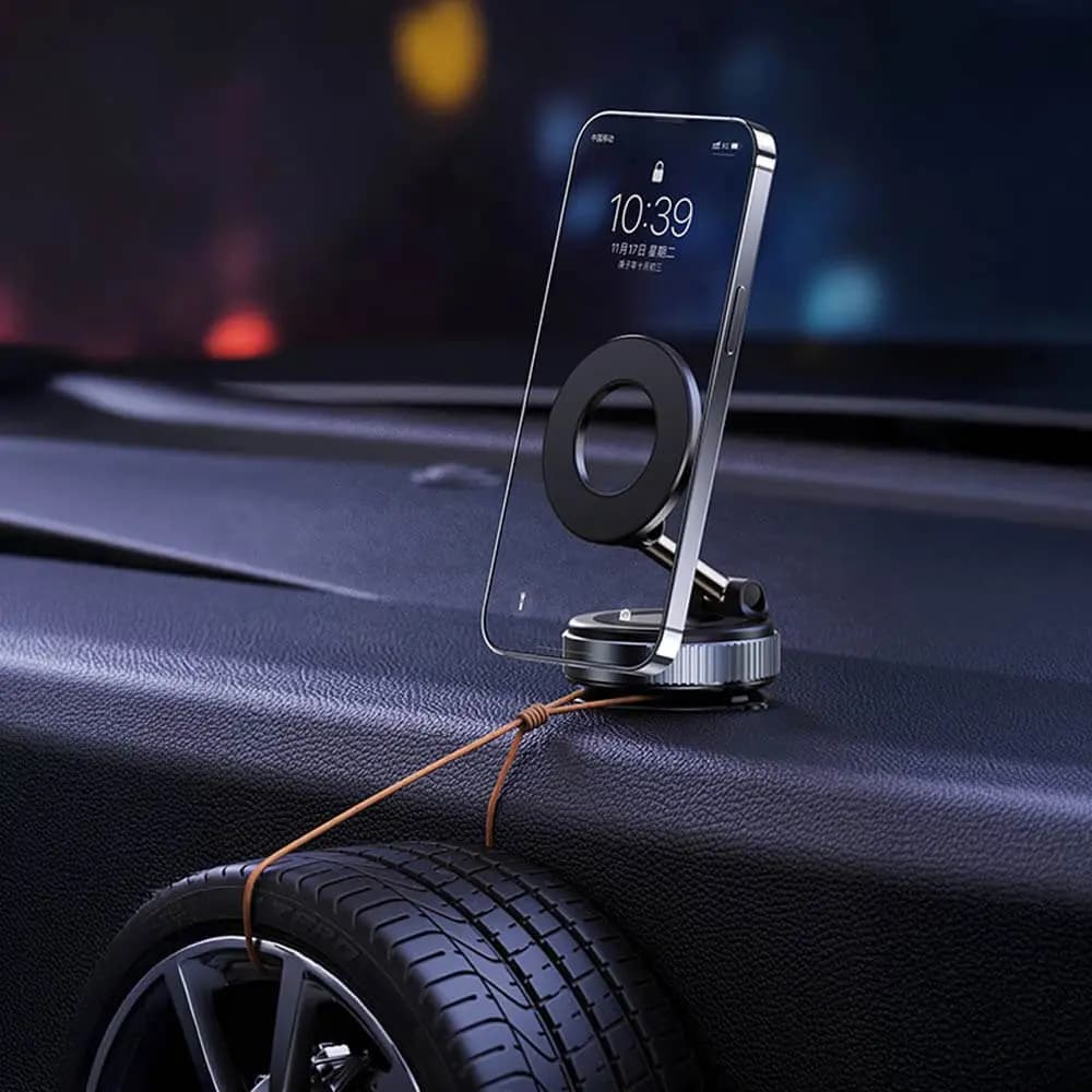 Support magnétique pour smartphone avec fixation ventouse - Noir