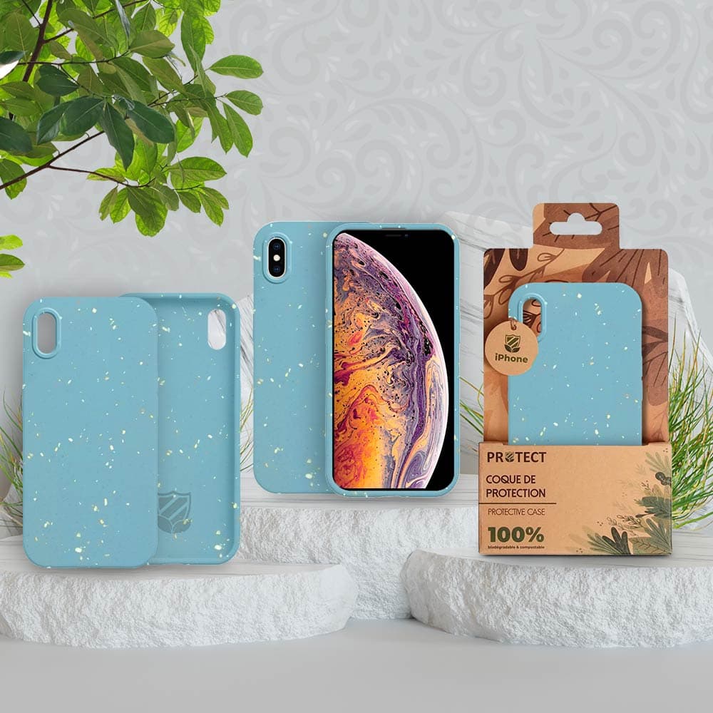 Coque bio iPhone XS Max - PROTECT Bleu - Vue 3