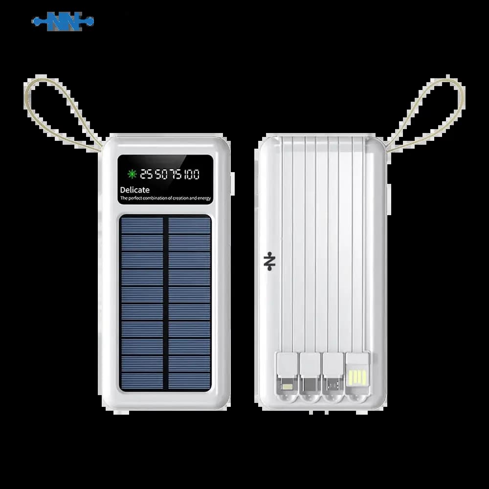 Batterie externe solaire 10000mAh avec écran digital et lampe torche - CONNECT Blanc