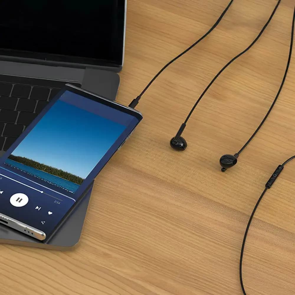 Écouteurs filaires jack 3.5mm stéréo avec micro - CONNECT Noir