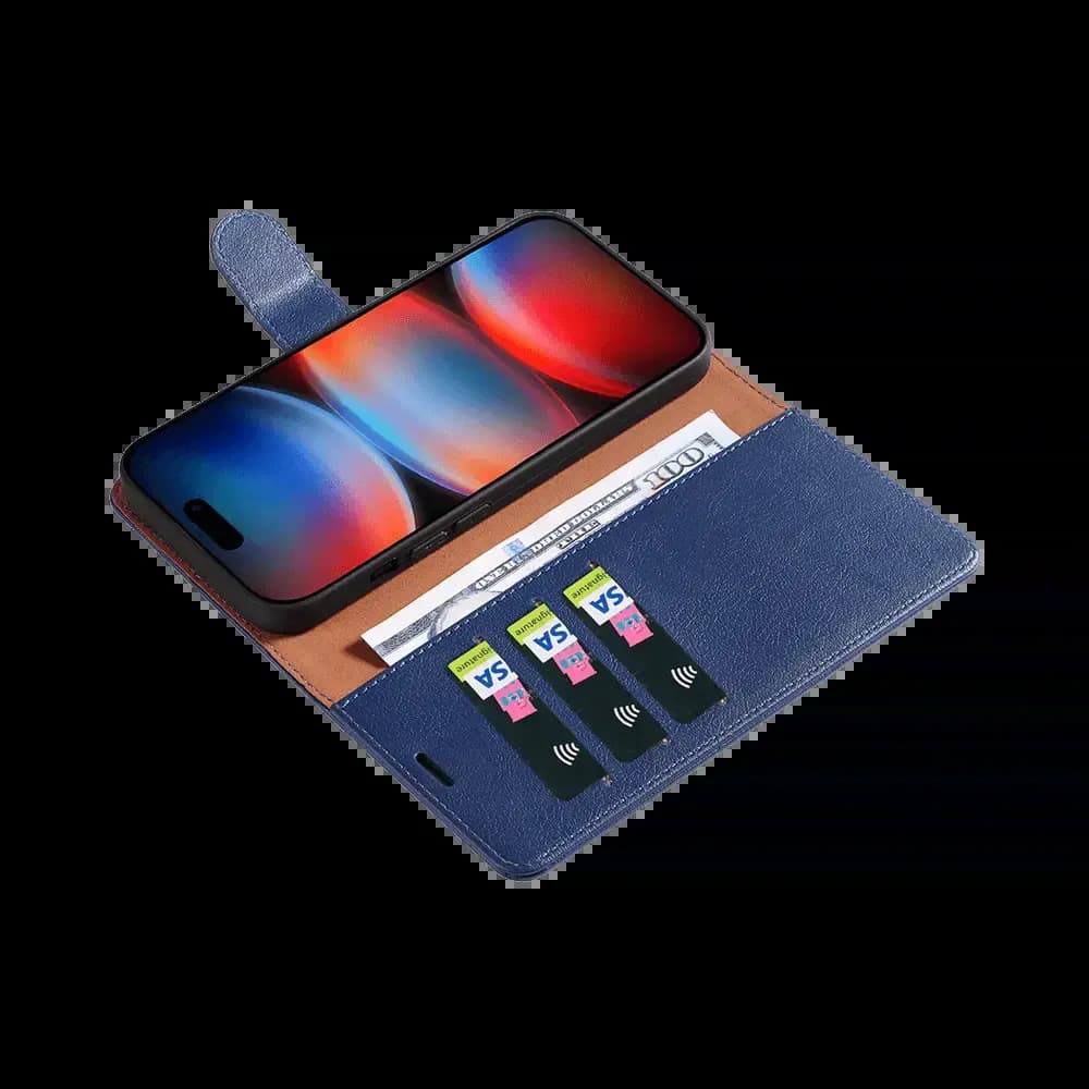 Housse folio anti-RFID iPhone 17 Pro – PROTECT IP011 Bleu Marine