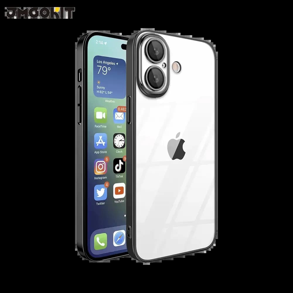Coque de Protection Crystal Glass JMGOKIT pour Apple iPhone 16 Noir