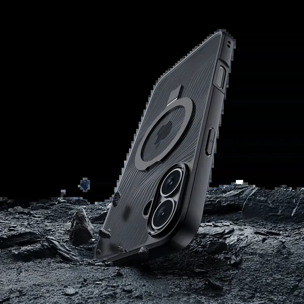 Coque MagSafe avec support iPhone 16 - Dux Ducis Aimo Mag Noir - Vue 4
