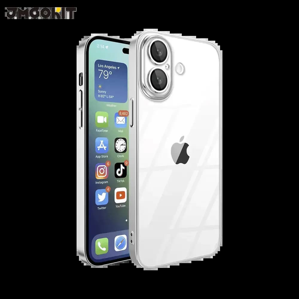 Coque de Protection Crystal Glass JMGOKIT pour Apple iPhone 16 Plus Argent