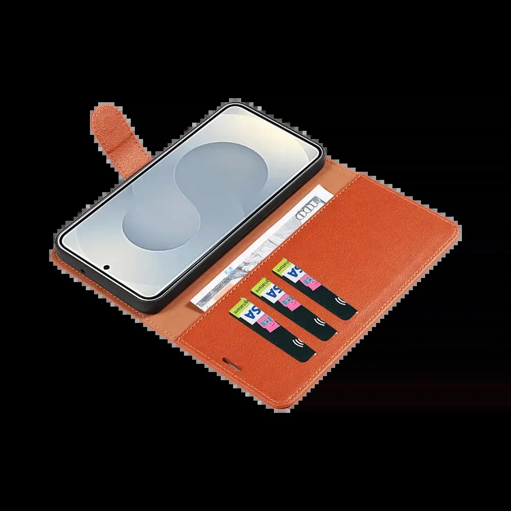 Housse folio anti-RFID Samsung Galaxy S25 Edge – PROTECT IP011 Marron