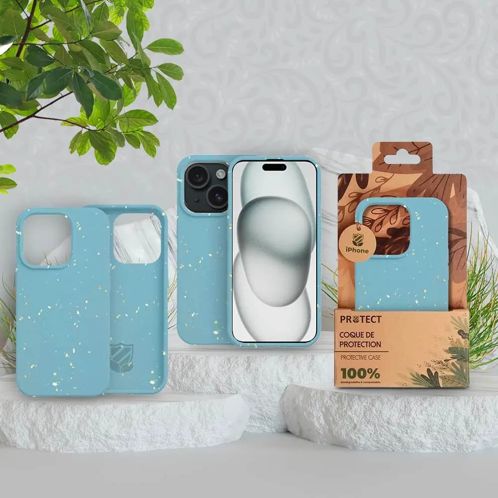 Coque bio iPhone 15 Plus - PROTECT Bleu