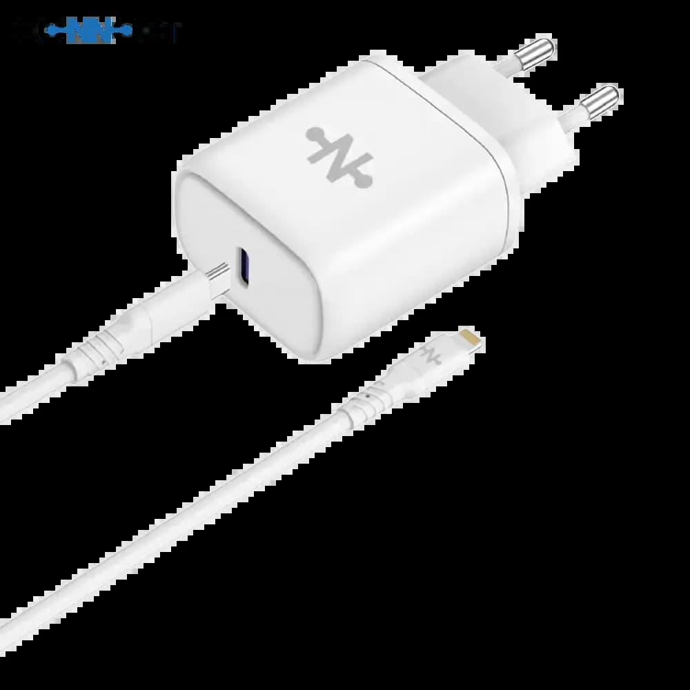 Chargeur secteur USB-C 25W charge rapide + câble Lightning (1m) – CONNECT Blanc
