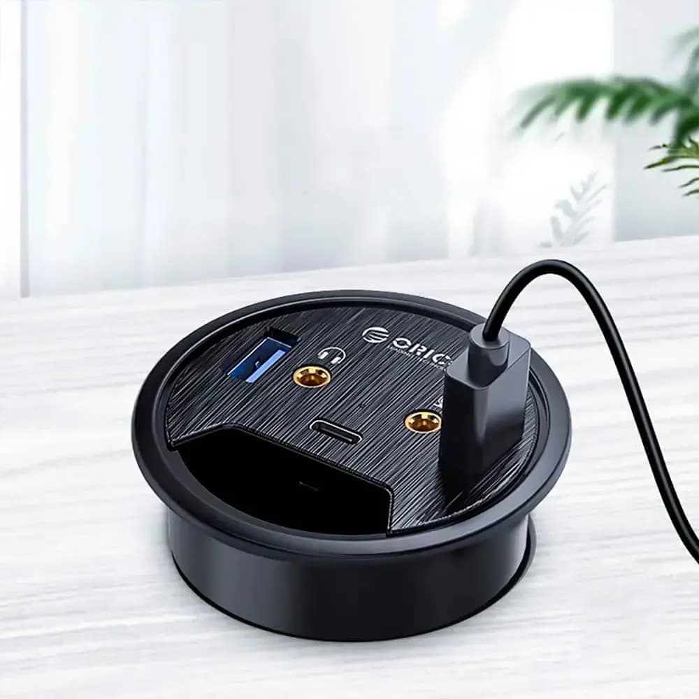 Hub passe-câbles de bureau - USB 3.0 & USB-C - Orico DESK-2U1C Noir