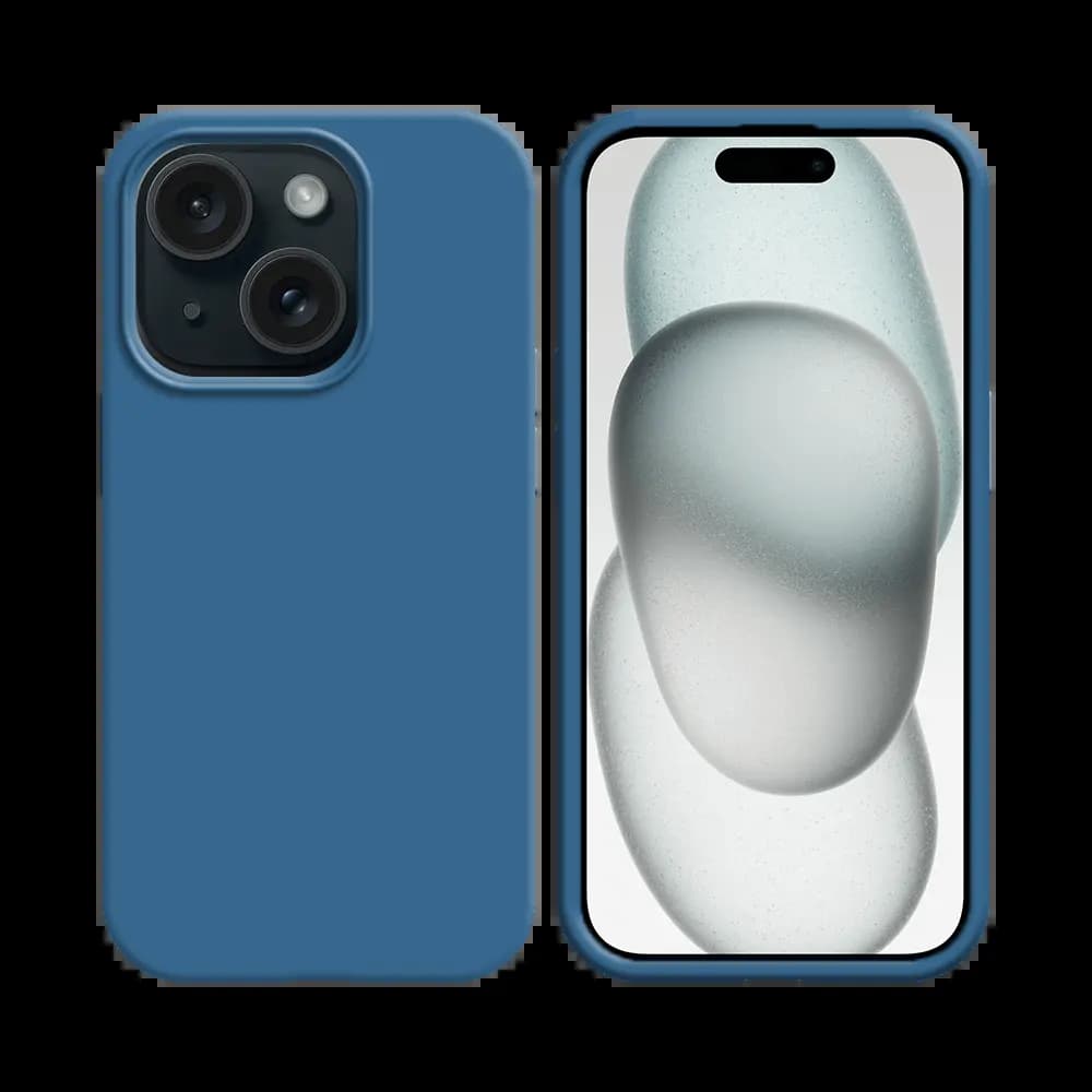 Coque silicone iPhone 15 - Bleu Marine