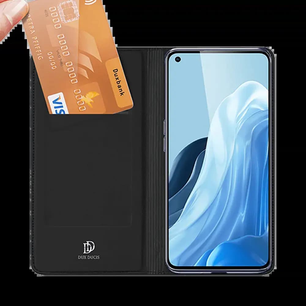 Housse folio OPPO Reno7 Pro 5G porte-carte - Dux Ducis Skin Pro Noir - Vue 2
