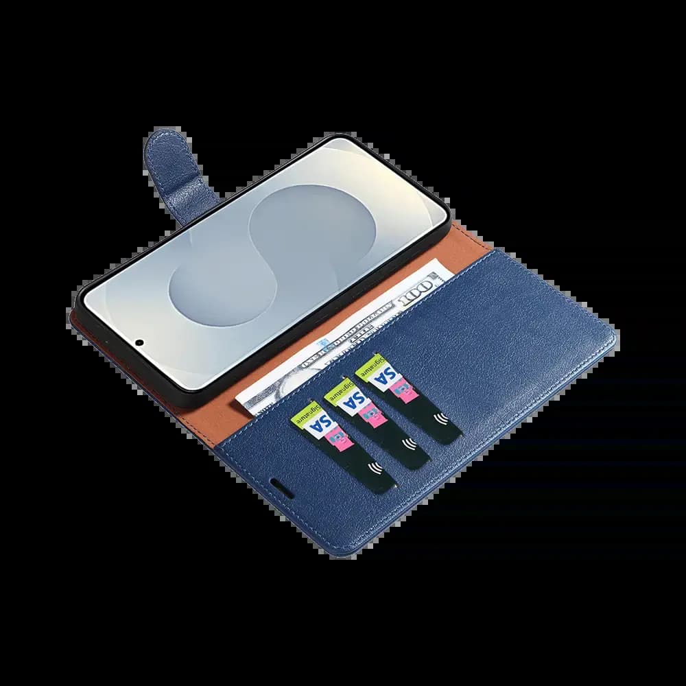 Housse folio anti-RFID Samsung Galaxy S25 Edge – PROTECT IP011 Bleu Marine