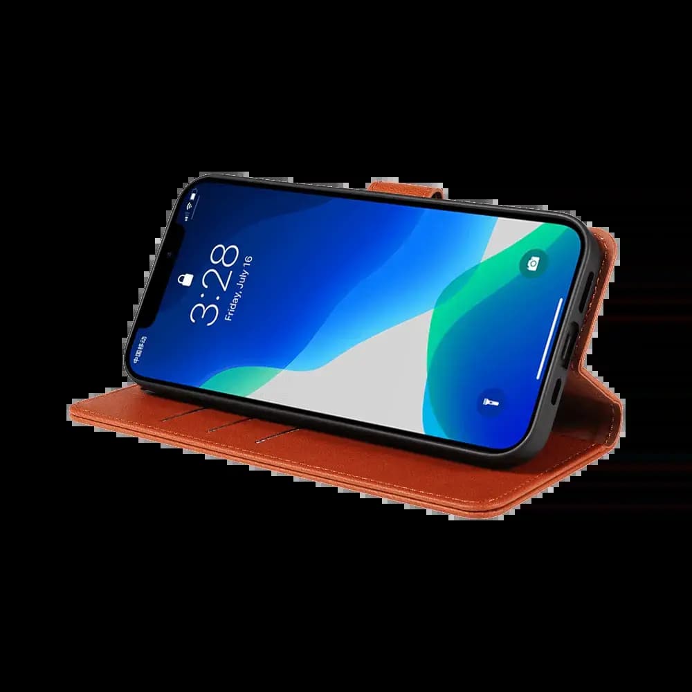 Housse folio anti-RFID iPhone 13 – PROTECT IP011 Marron - Vue 5