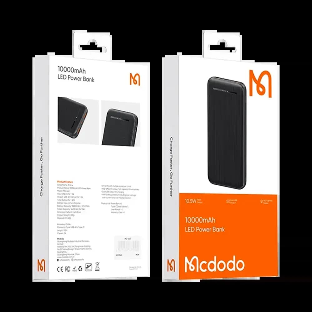 Batterie externe 10000mAh double port USB compacte - Mcdodo MC-4631 Noir