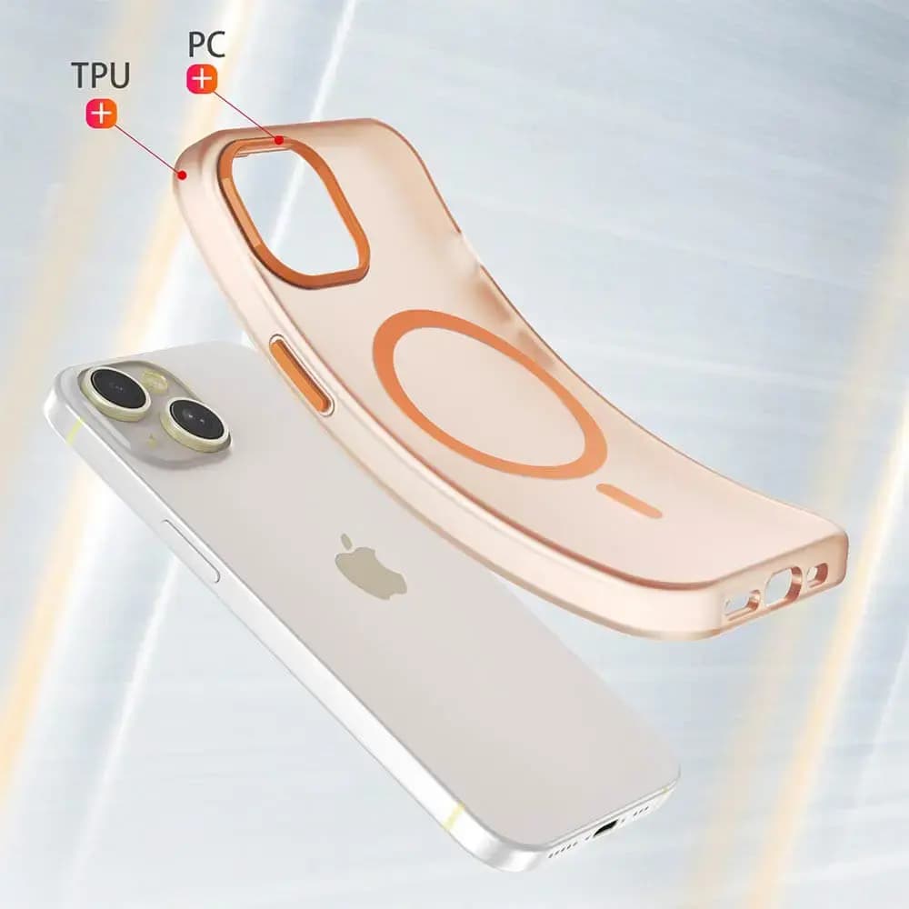 Coque MagSafe bi-matière iPhone 15 - PROTECT MF-006 Orange