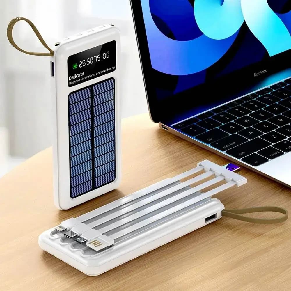 Batterie externe solaire 20000mAh avec écran digital et lampe torche - CONNECT Blanc