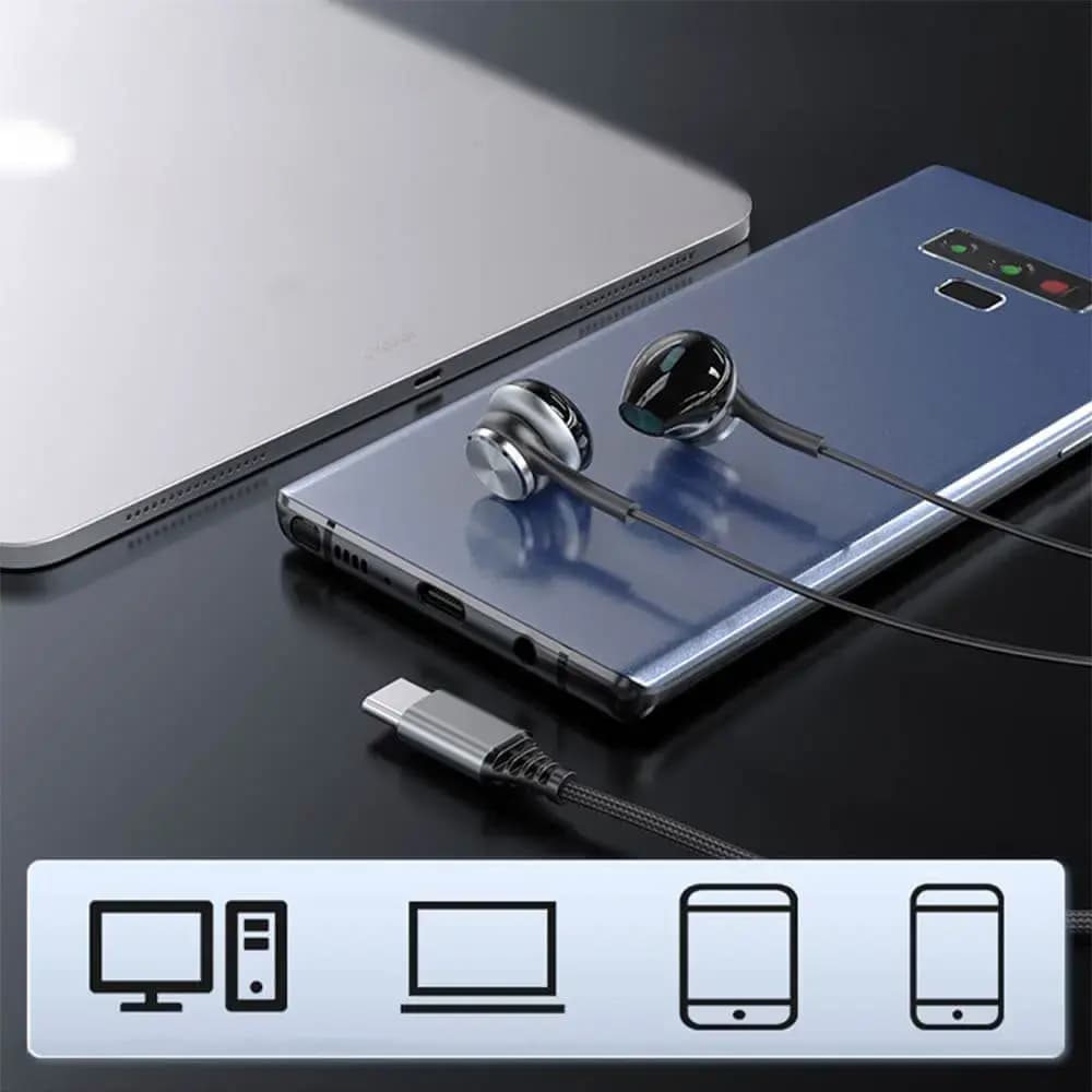 Écouteurs filaires USB-C avec micro & télécommande - Yesido YH41 Noir