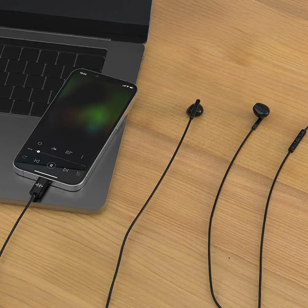 Écouteurs filaires USB-C avec micro & télécommande - CONNECT Noir - Vue 2