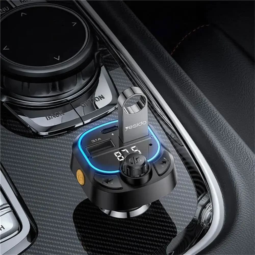 Transmetteur FM Bluetooth & Chargeur Voiture Yesido 15W Noir