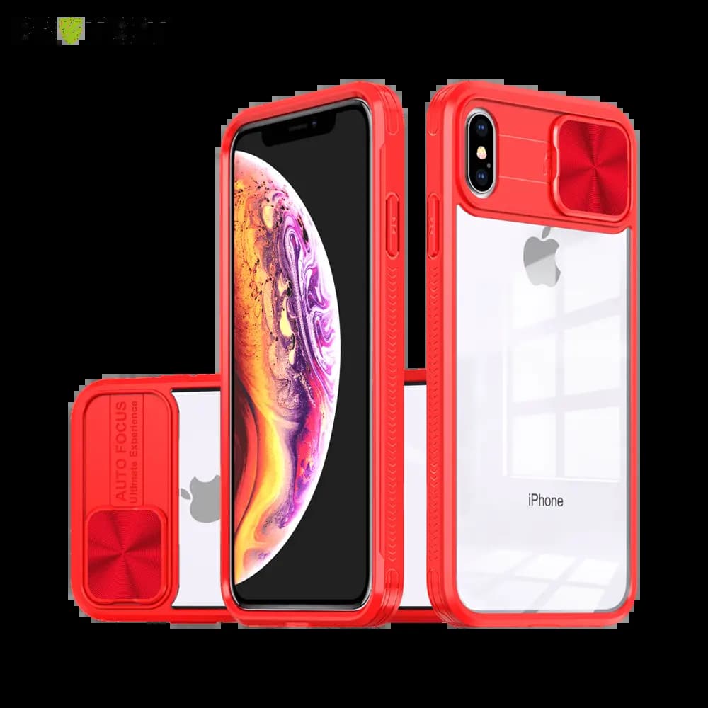 Coque iPhone X / XS avec cache caméra - PROTECT IE027 Rouge 