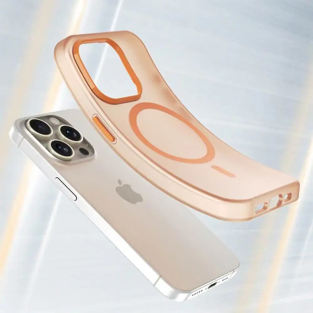 Coque MagSafe bi-matière iPhone 16 Pro - PROTECT MF-006 Orange - Vue 2