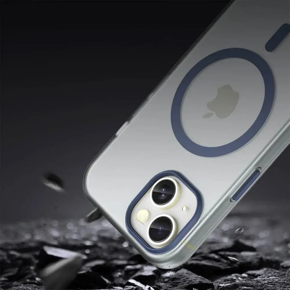 Coque MagSafe bi-matière iPhone 15 - PROTECT MF-006 Bleu Marine