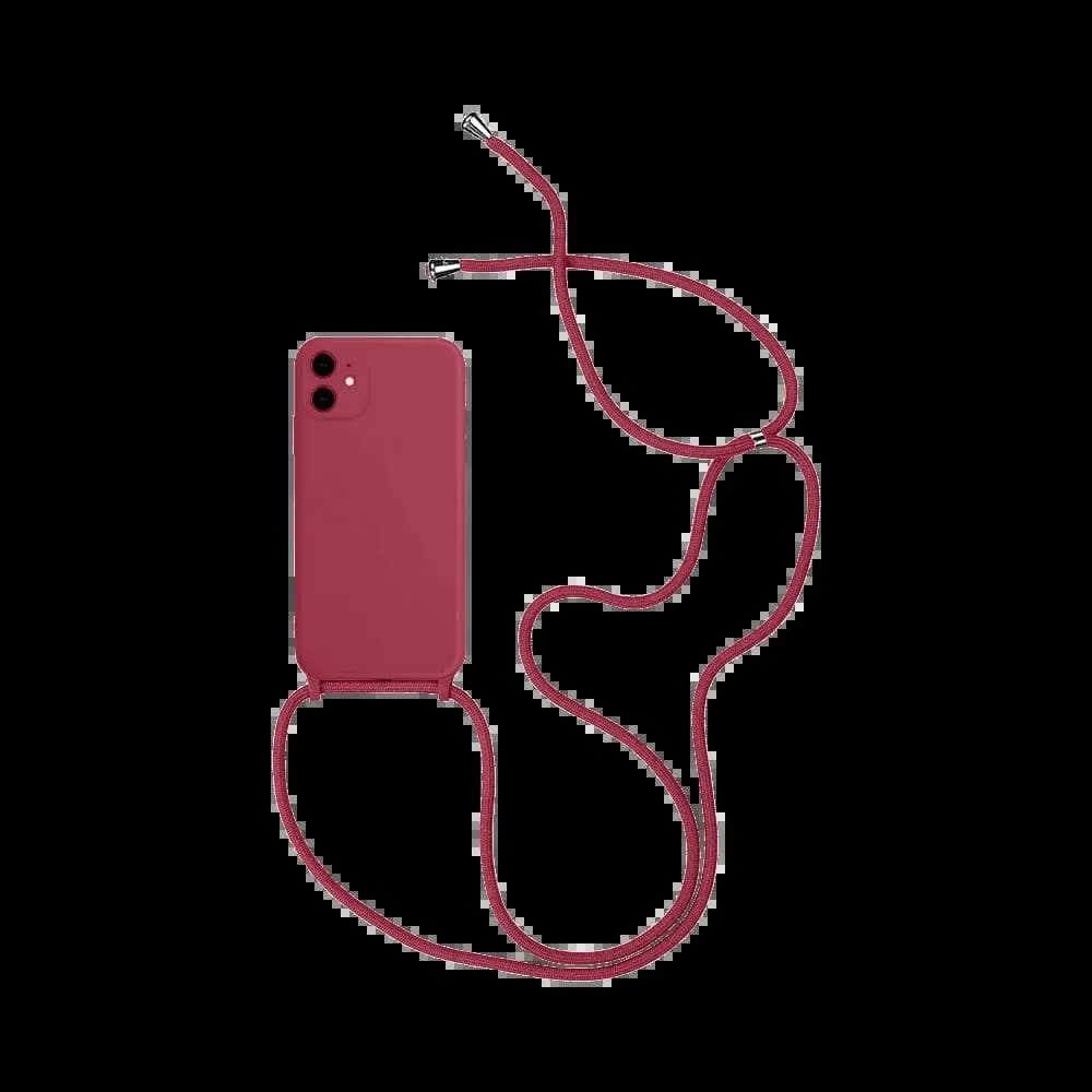 Coque avec cordon réglable iPhone 12 - Rouge Pourpre