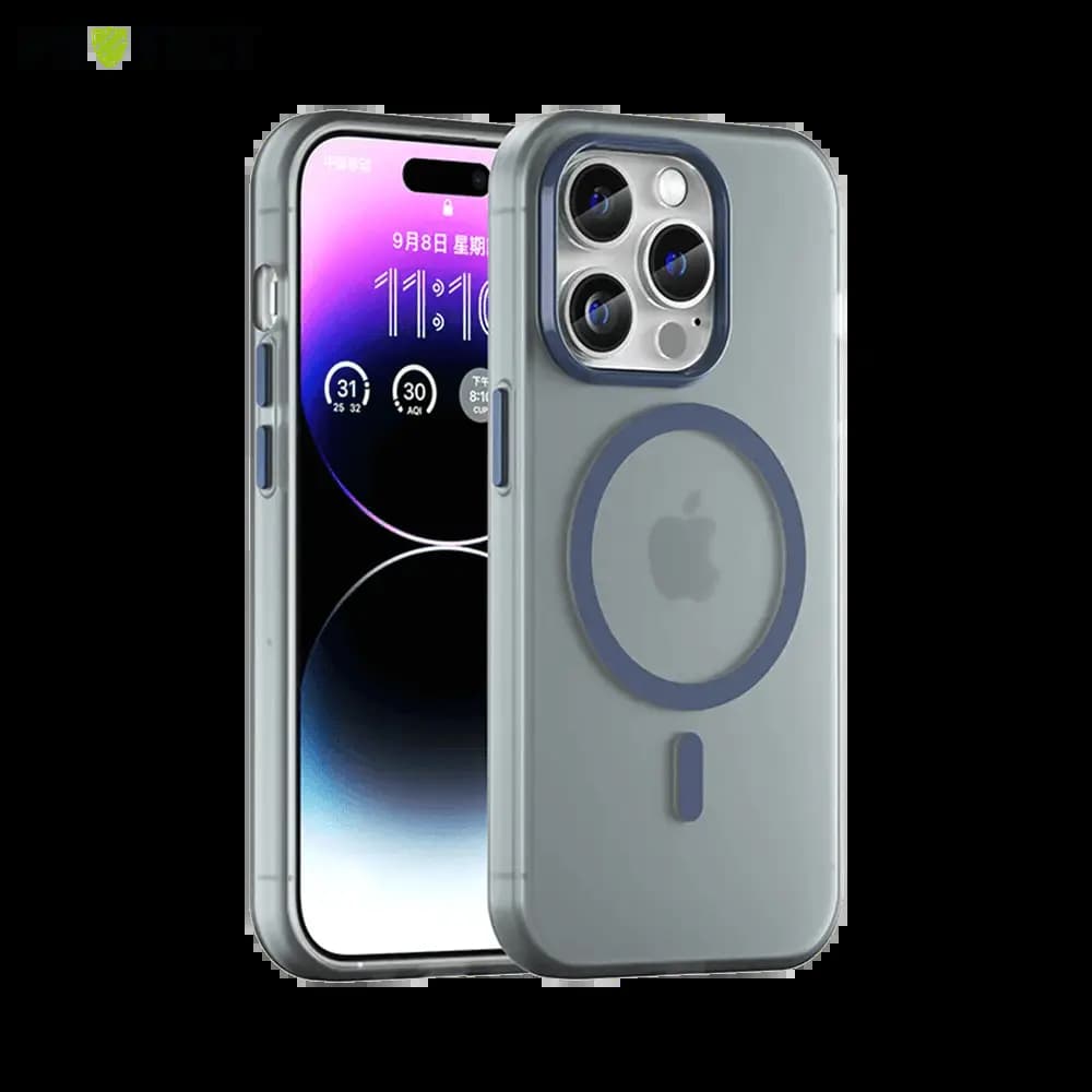 Coque MagSafe bi-matière iPhone 14 Pro - PROTECT MF-006 Bleu Marine