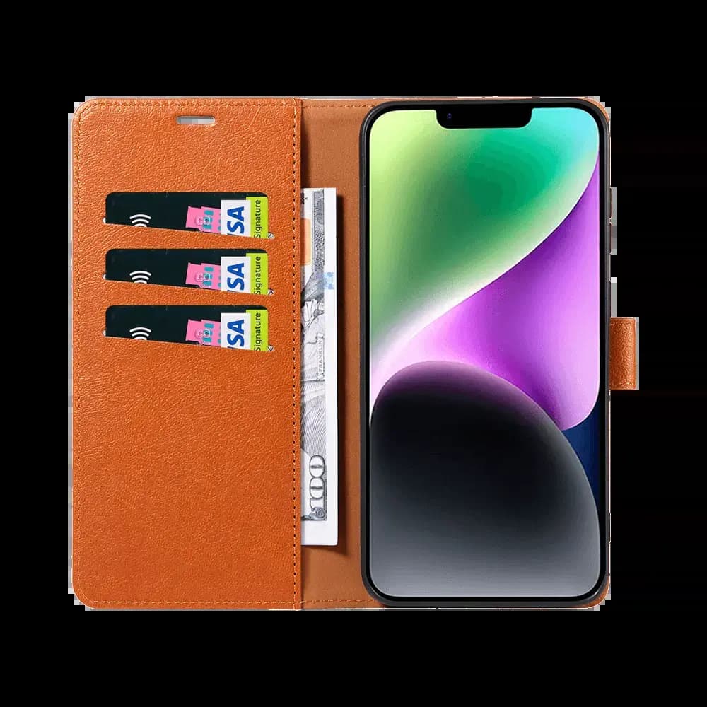 Housse folio anti-RFID iPhone 14 - PROTECT IP011 Marron - Vue 2
