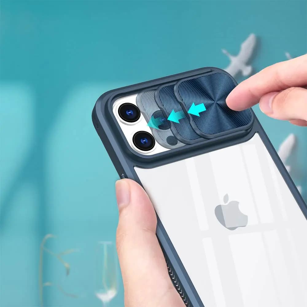 Coque iPhone 12 Pro avec cache caméra - PROTECT IE027 Bleu Marine - Vue 3