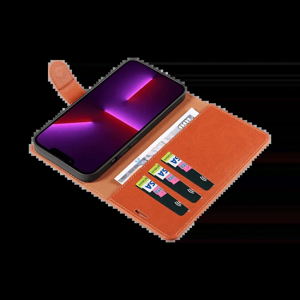 Housse folio anti-RFID iPhone 12 / 12 Pro – PROTECT IP011 Marron