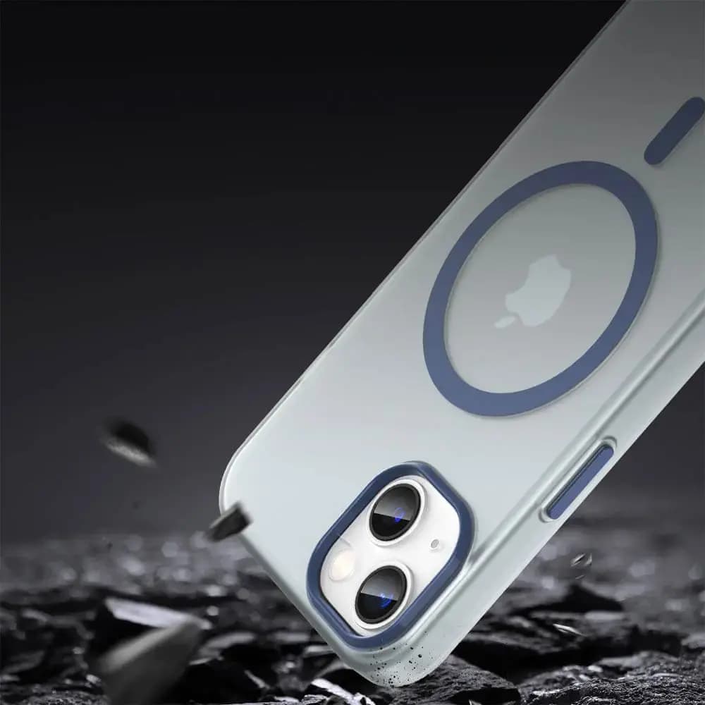 Coque MagSafe bi-matière iPhone 13 - PROTECT MF-006 Bleu Marine - Vue 4