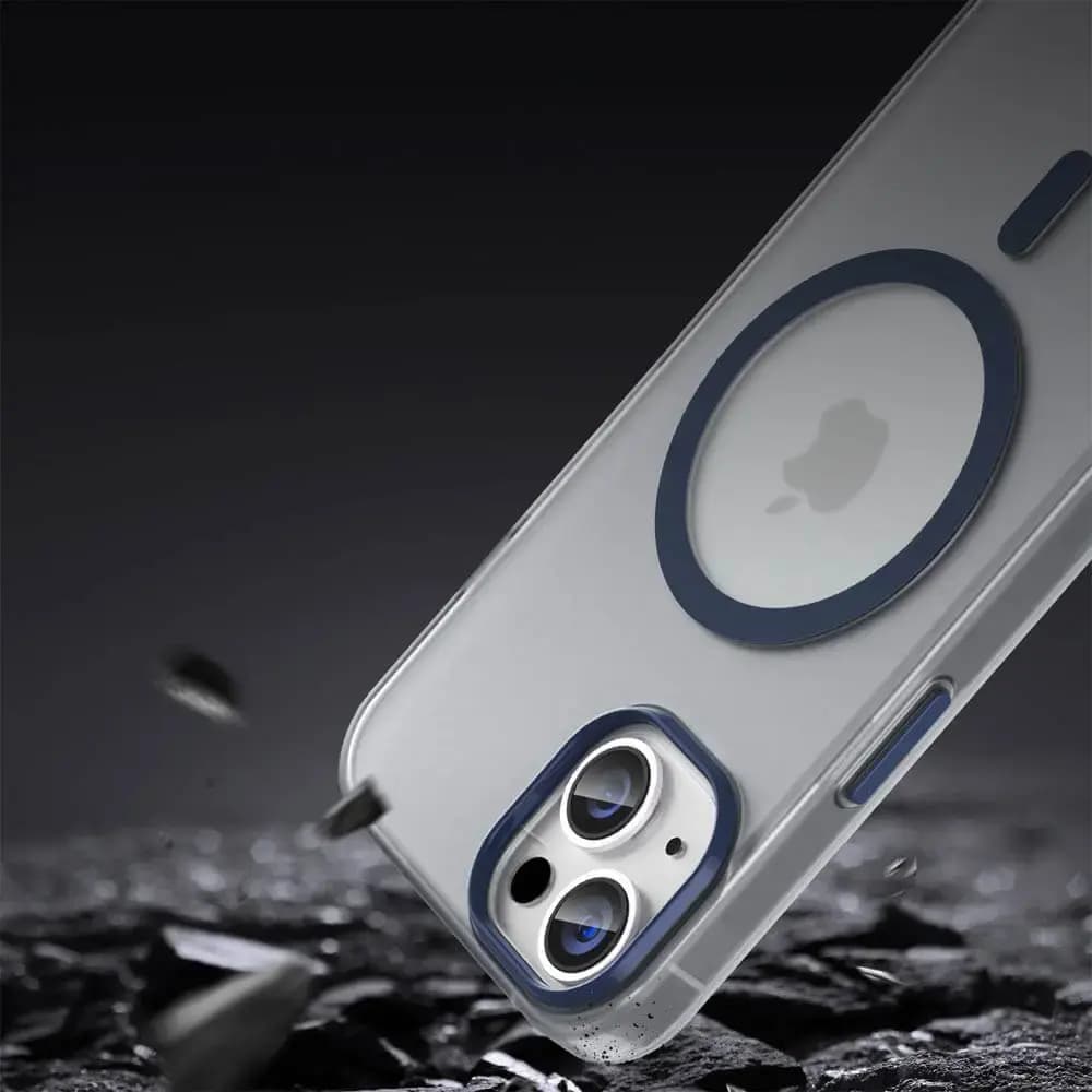 Coque MagSafe bi-matière iPhone 14 - PROTECT MF-006 Bleu Marine